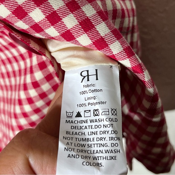RIHOAS Red Boat Neck Plaid/Gingham Mini Dress Sz S NWT - Picture 4 of 6